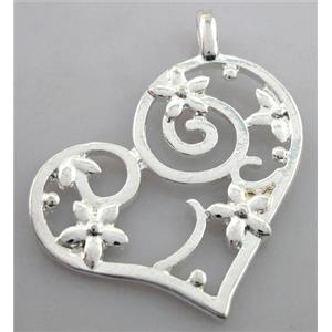 alloy pendants, silver plated, 40x40mm