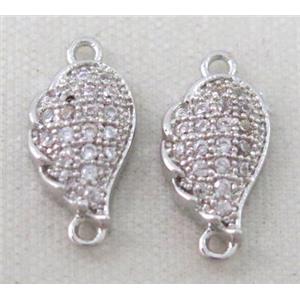 zircon, copper connector, platinum plated, approx 6-10mm