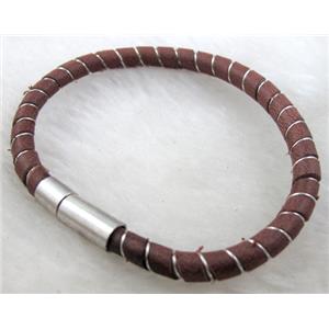 Genuine Leather Bracelet, Mix, 5.5mm dia, 8 inch length