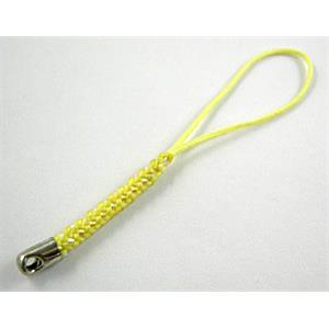 Mobile phone rope, Yellow, String hanger with ends tube, 7cm(2.7 inch) length