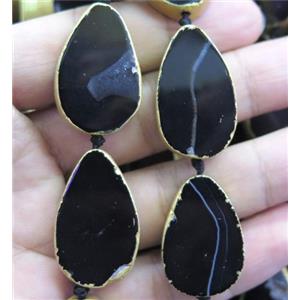 black agate teardrop beads, approx 20-30mm