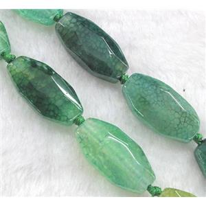 green veins agate bead, faceted barrel, approx 15x30mm, 15.5 inches