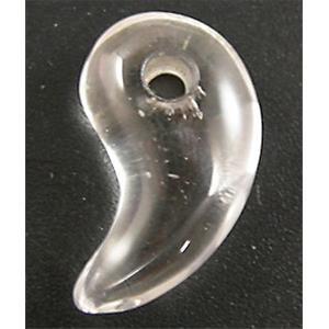 Clear Quartz Comma Magatama Pendants, 14x22mm