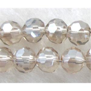 Chinese Crystal Beads, Faceted Round, silver champagne, 4mm dia, approx 100pcs per st
