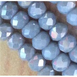 Chinese crystal glass bead, faceted rondelle, AB color, approx 3x4mm dia, 135pcs per st