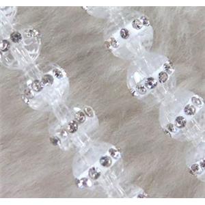Chinese crystal bead with rhinestone, faceted round, approx 6mm dia, 67pcs per st