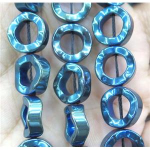 Hematite bead, ring, no-Magnetic, green electroplated, approx 12mm dia