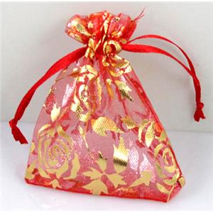 Organza bag, red, 5x7cm