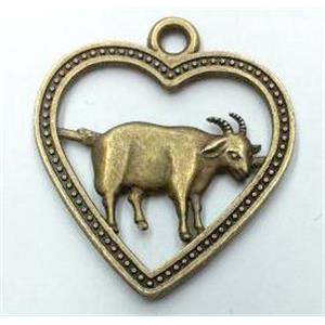 tibetan silver pendant, Chinese Zodiac Sheep, approx 22mm dia