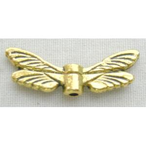 Tibetan Silver Angel Wing Charms, Golden, 20mm wide