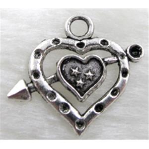 Tibetan Silver LOVE Heart Non-Nickel, 25x22mm