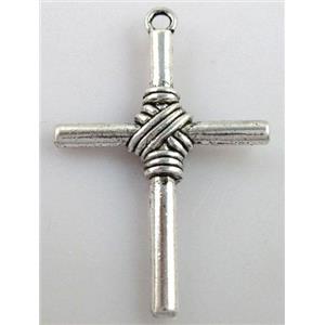 Tibetan Silver cross pendant non-nickel, 33x50mm