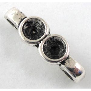 Connector with cameo-tray, tibetan silver Non-Nickel, 6mm dia, 27mm length