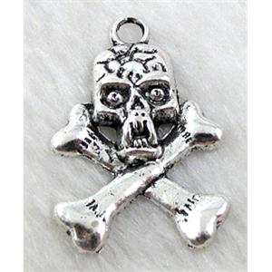 Skull Charm, Tibetan Silver pendant Non-Nickel, 25x37mm