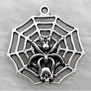 Spider cobweb, Tibetan Silver pendant non-nickel, 30mm dia