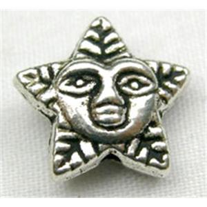 Tibetan Silver Star Face Non-Nickel, 11.5mm diameter