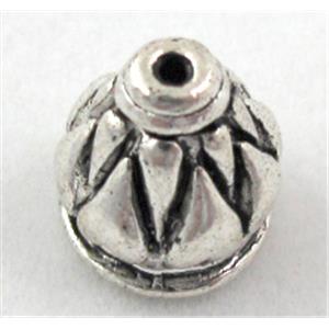 Tibetan Silver beadcap Non-Nickel, 10mm dia, 10mm thigh