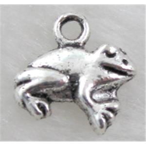 happy frog, Tibetan Silver pendant Non-Nickel, 12x12mm