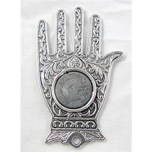 tibetan silver Hamsa Hand Pendant non-nickel, 38x60mm