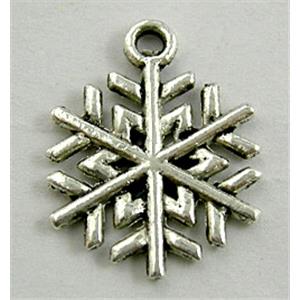 Tibetan Silver snowflake Charm Non-Nickel, 16mm dia
