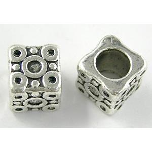 Tibetan Silver spacer Bead Non-Nickel, 11x11x11mm, hole:7mm