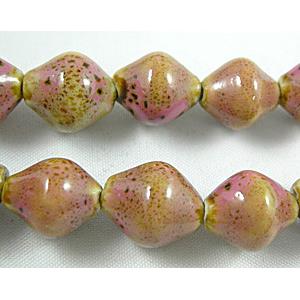 Oriental Porcelain Bicone Beads, 13x15mm, 28pcs per st