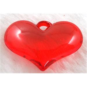 Acrylic pendant, heart, red, 28x20mm, approx 400pcs