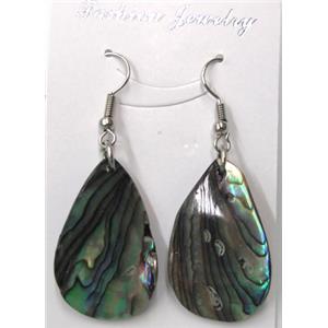 Paua Abalone shell earring, teardrop, mxied, 19x38mm