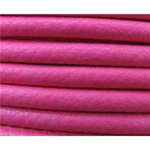 PU Leather Cord, round, hotpink, approx 6mm dia