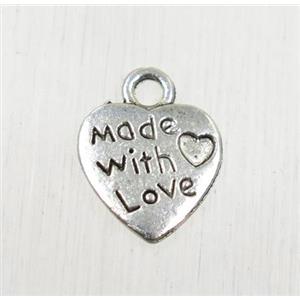 Tibetan Silver heart pendant Non-Nickel, 10mm wide