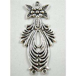 Tibetan Silver Flower pendant Non-Nickel, 30x60mm