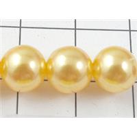 pearlized plastic beads, round, yellow, 8mm dia, approx 1900pcs