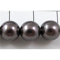pearlized plastic beads, round, black, 8mm dia, approx 1900pcs