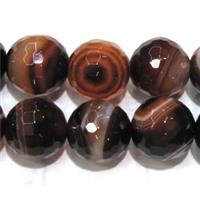 faceted round stripe agate beads, black and red, 8mm dia, approx 50pcs per st