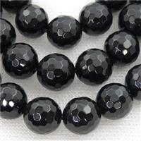 Natural Black Agate Onyx Beads Faceted Round, 20mm dia, 20pcs per st
