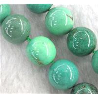 Natural Green Grass Agate Beads Smooth Round, approx 12mm dia, 15.5 inches