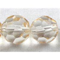 handmade 32 faceted round Glass Beads gold champagne, 16mm dia, 22pcs per st