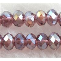 Chinese Crystal Glass Beads, faceted rondelle, purple AB color, 12mm dia, 72pcs per st