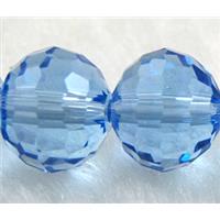 Glass Crystal Beads, faceted round, sky-blue, approx 10mm dia, 72pcs per st