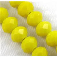 glass crystal bead, faceted wheel, lemon, approx 6mm dia, 90pcs per st