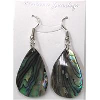 Paua Abalone shell earring, teardrop, mxied, 19x38mm