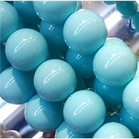 Pearlized Shell Beads, round, blue, 12mm dia, 31pcs per st