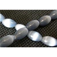 Cats eye beads, rice, metallic grey, 8x5mm, 50 beads per st.