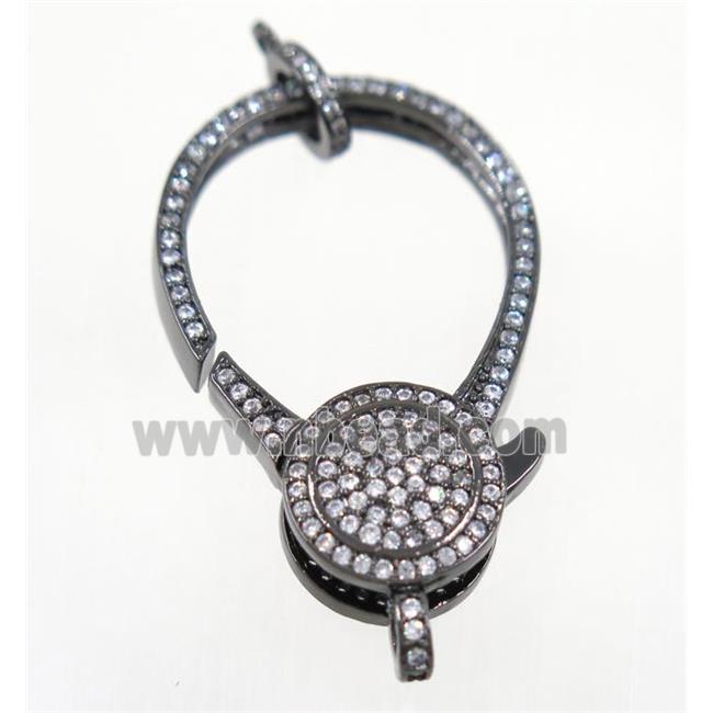 copper Lobster Clasp pave zircon, black plated