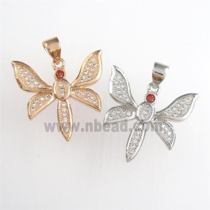 copper dragonfly pendants paved zircon, mixed