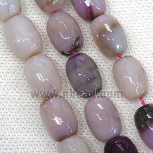 purple Agate beads, faceted barrel