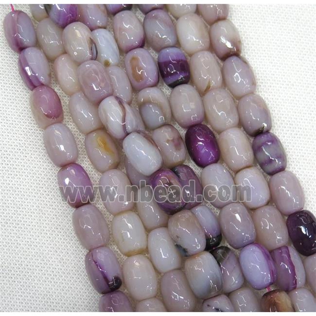 purple Agate beads, faceted barrel