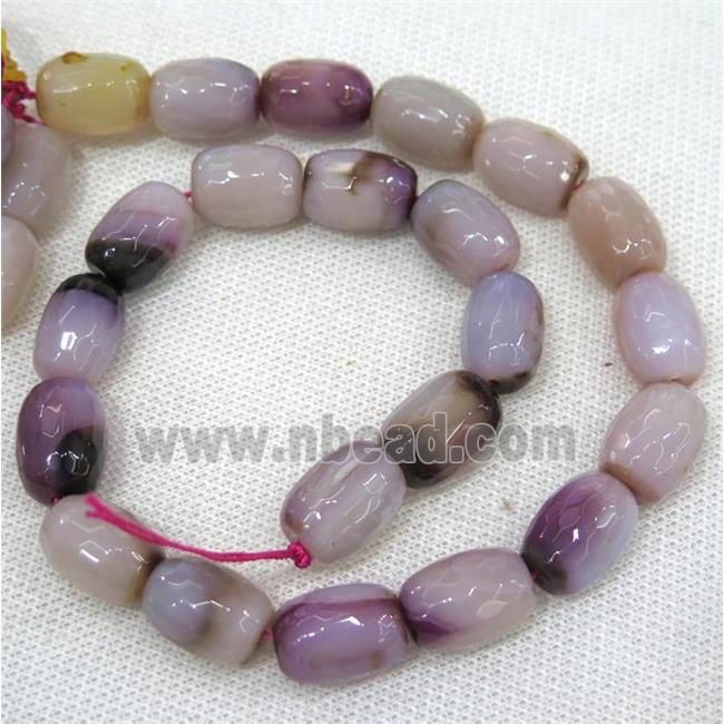 purple Agate beads, faceted barrel