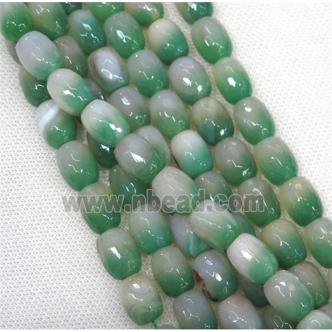 green Agate beads, faceted barrel