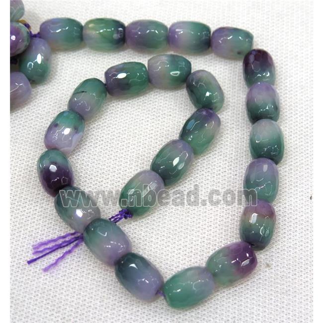 dichromatic Agate beads, faceted barrel